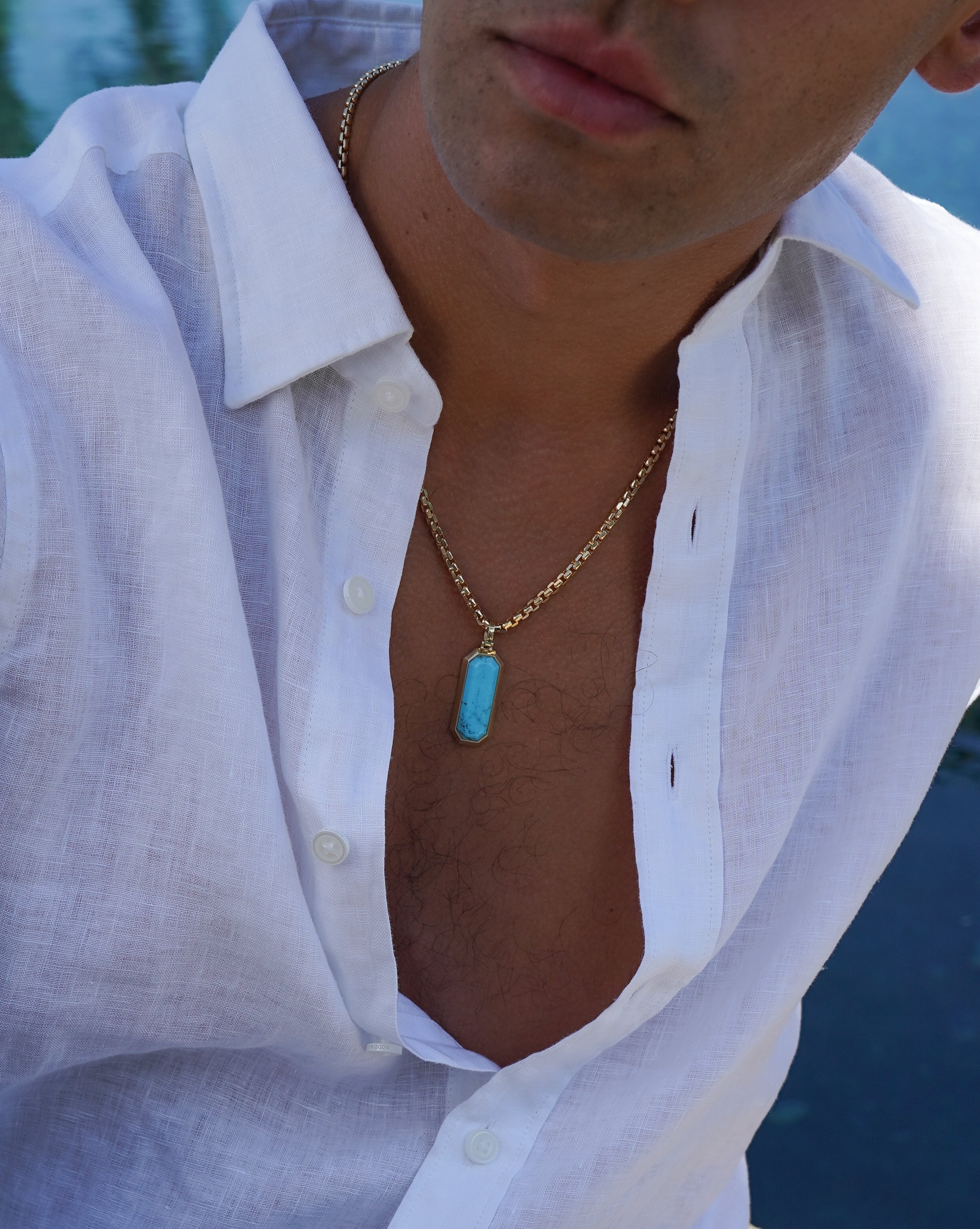 Turquoise Natural Stone Pendant - Saints Gold Co.