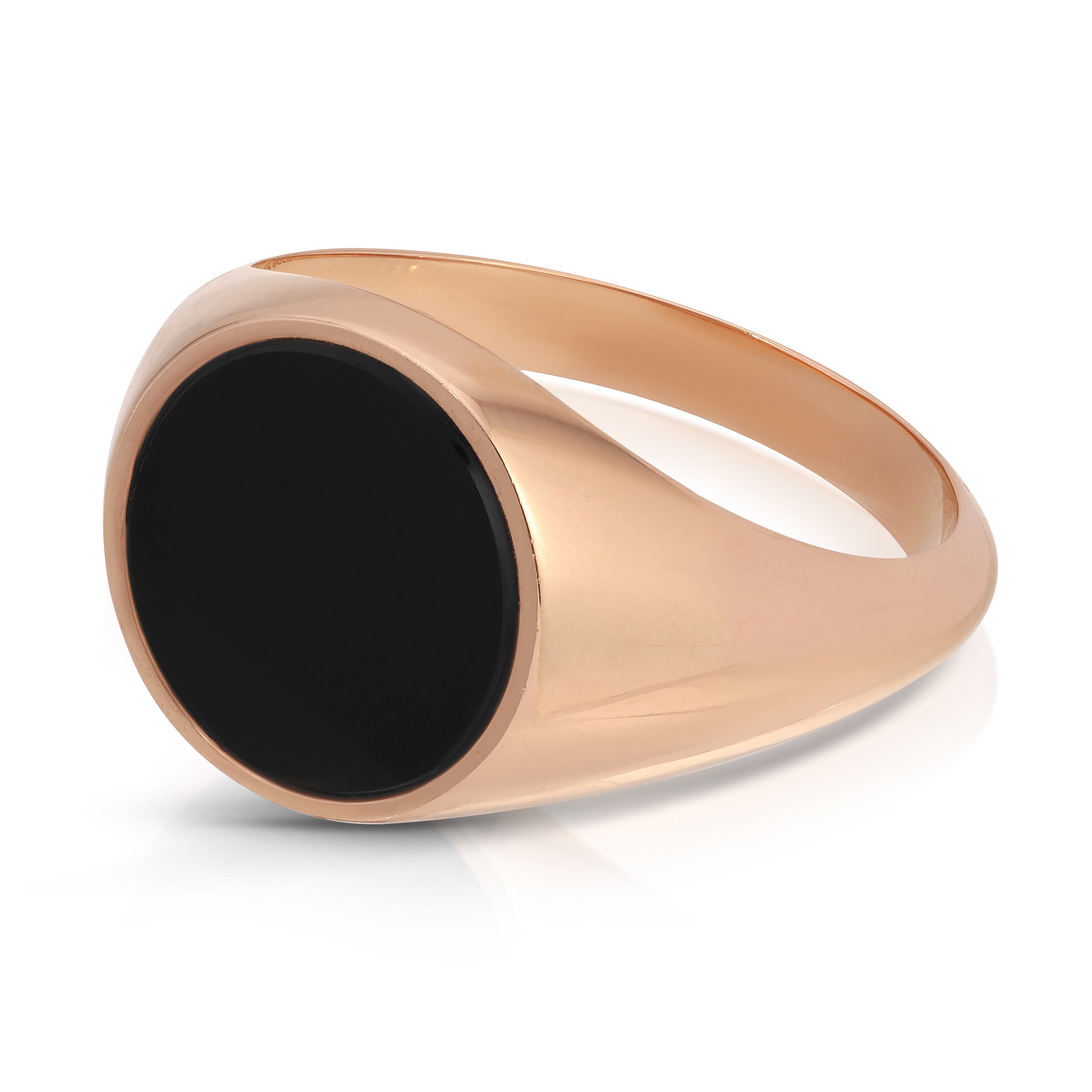 Round Signet Ring with Black Onyx - Saints Gold Co.