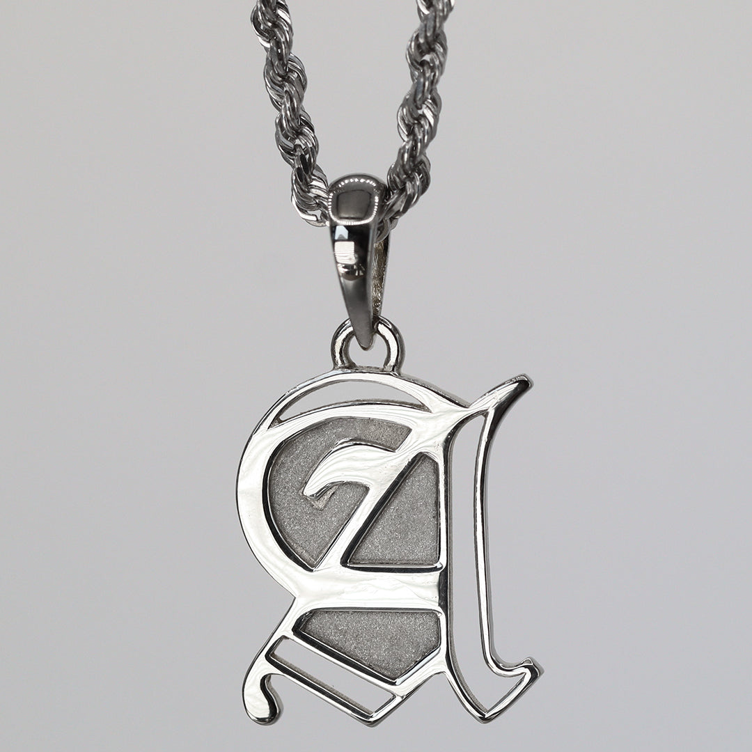 old english solid gold 14k gallery pendant charm custom make initial letter a