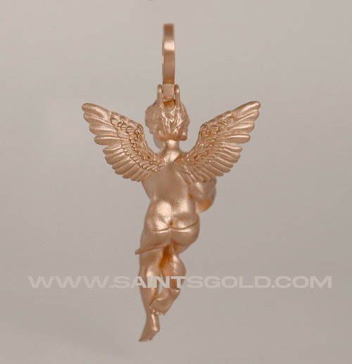 Small 3D Diamond Angel Pendant