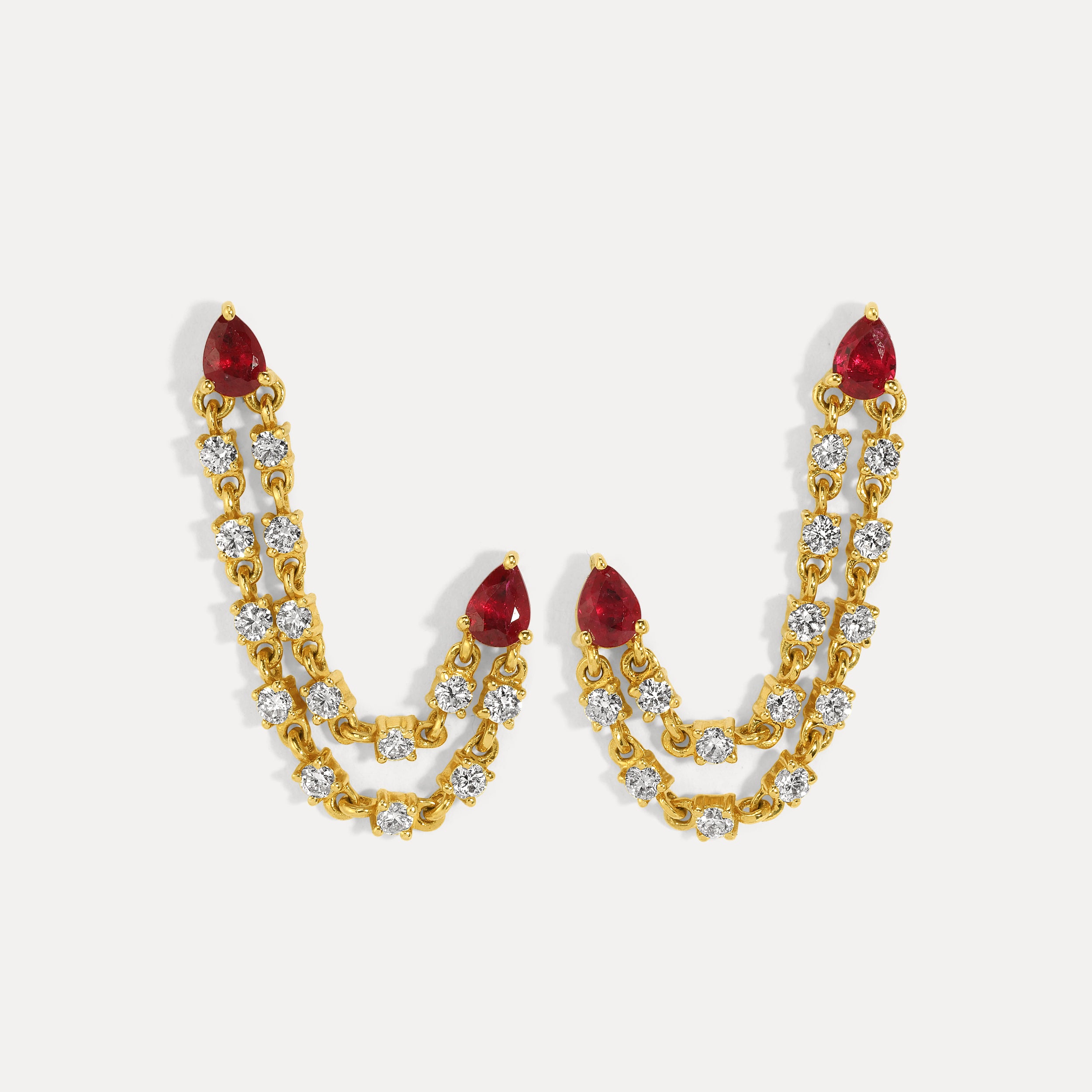 Kelly Pear-Shaped Waterfall Double Studs Ruby