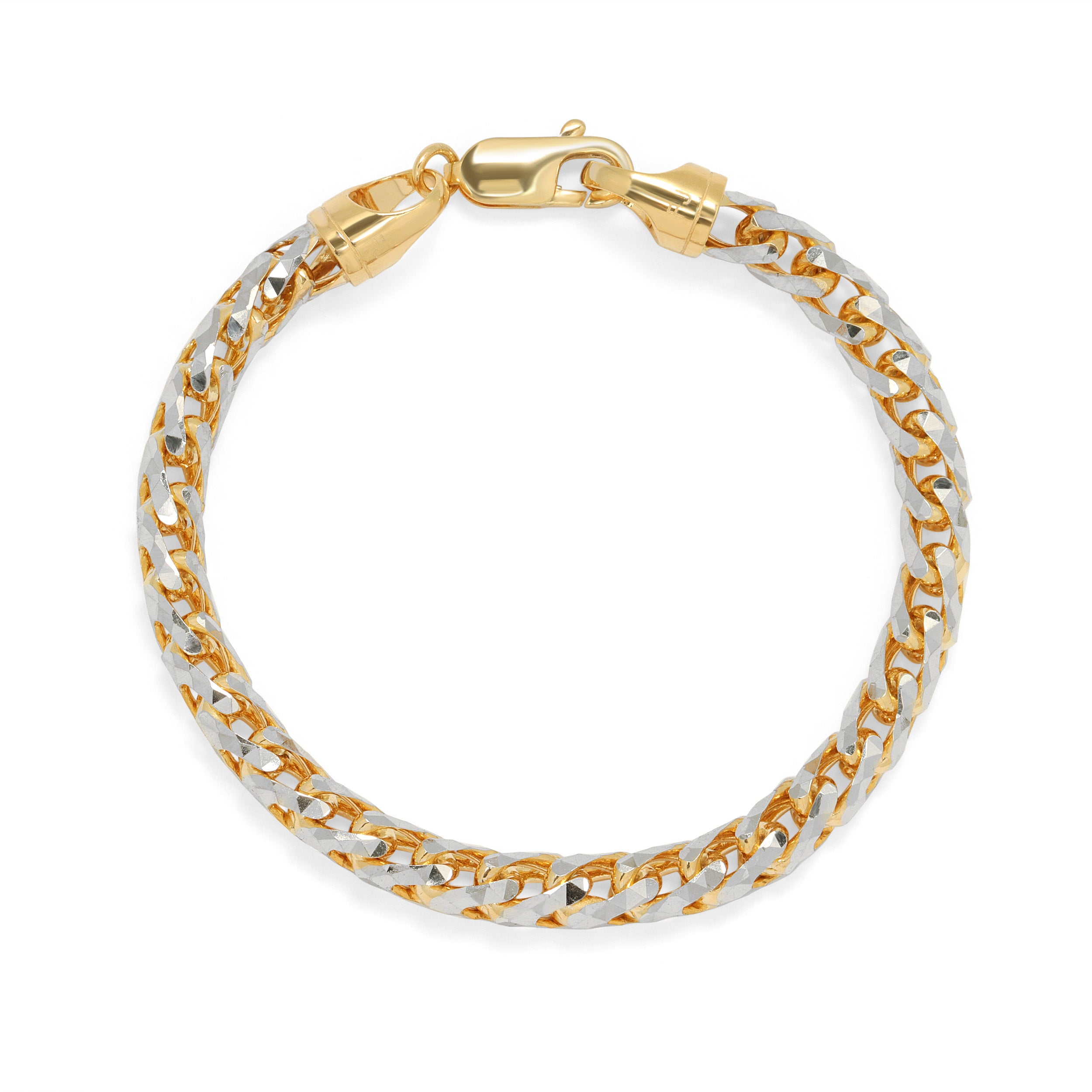 5.0MM Saint Franco Bracelet Two-Tone (Prism Cut) - Saints Gold Co.