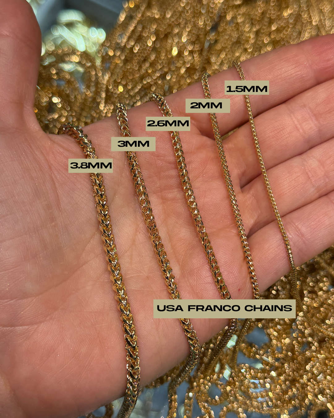 18K USA Franco Chain (Diamond Cut) - Saints Gold Co.