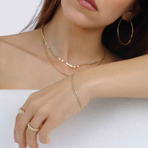 2.5MM Flat Curb Bracelet - Saints Gold Co.