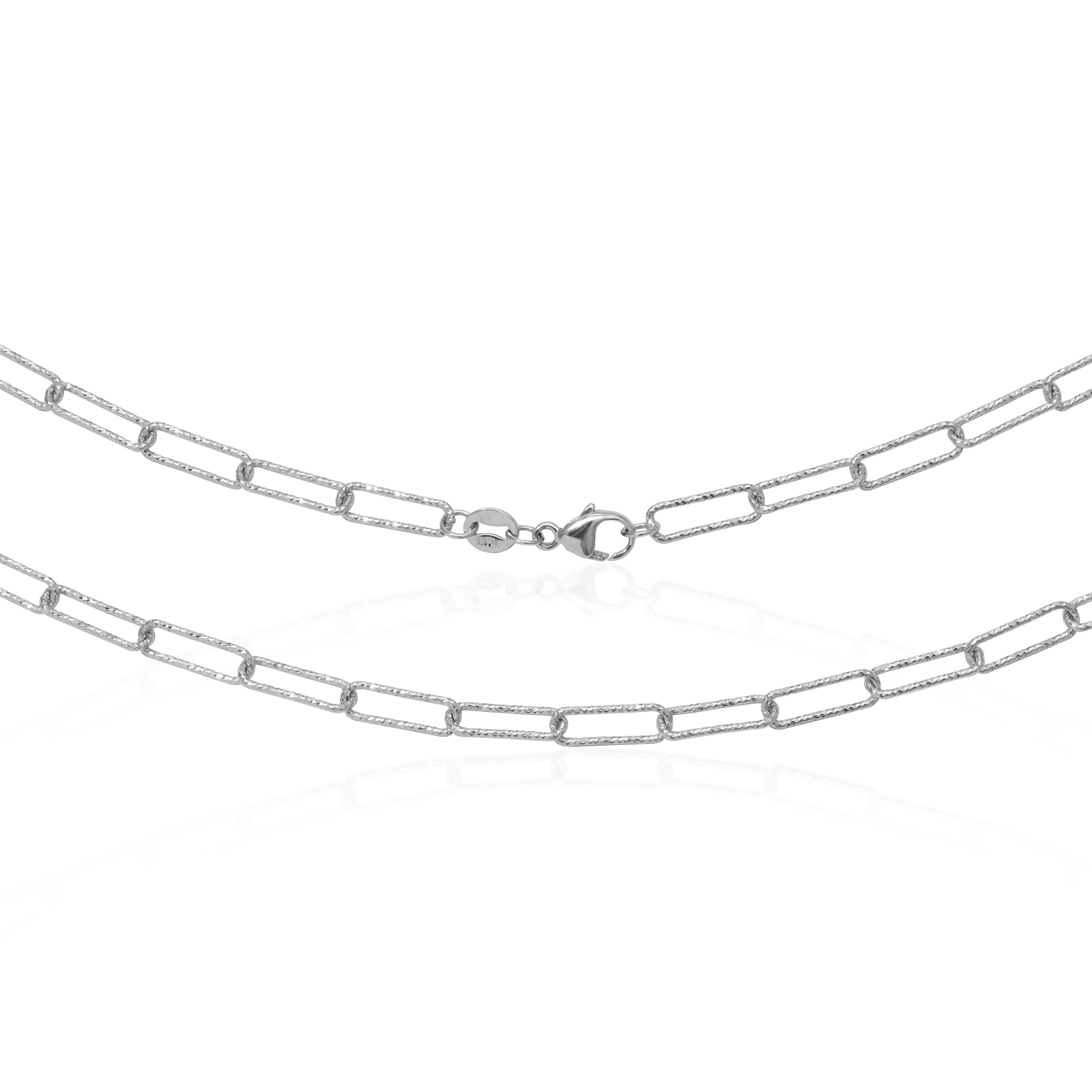 3.5MM Textured 18K Diamond Cut Paperclip Chain