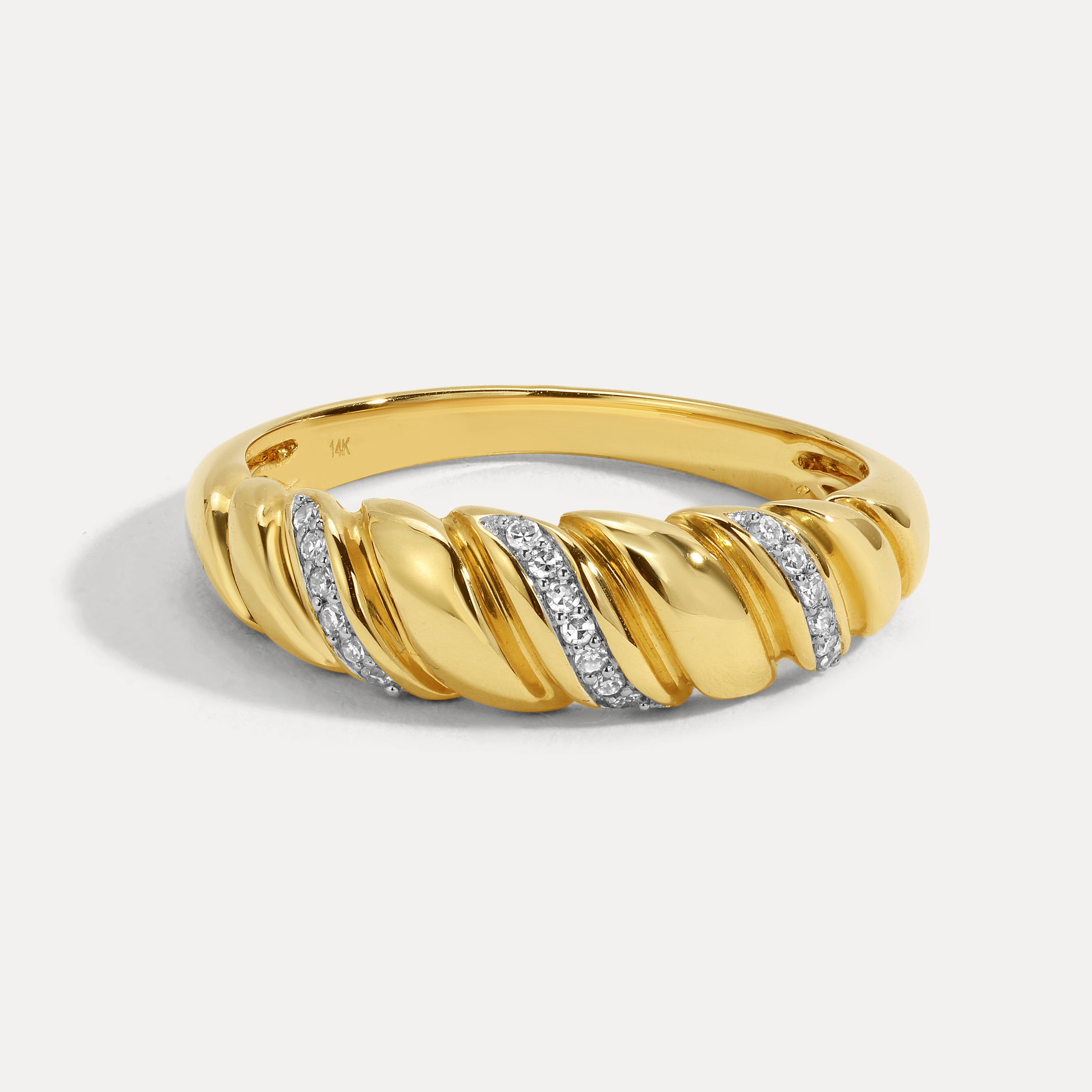 Vintage Croissant Natural Diamond Ring - Saints Gold Co.