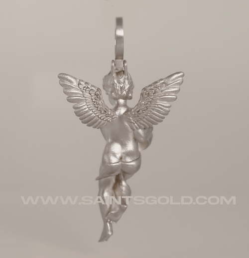 Small 3D Diamond Angel Pendant