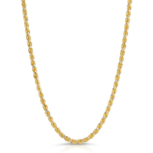 2.7mm prism cut rope chain yellow gold 14k yellow gold solid gold