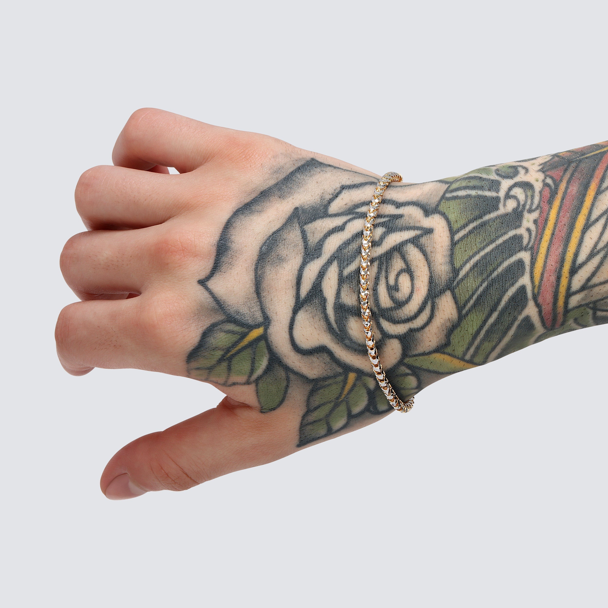 saint franco two tone solid gold prism cut bracelet 2.5mm 14k diamond cut