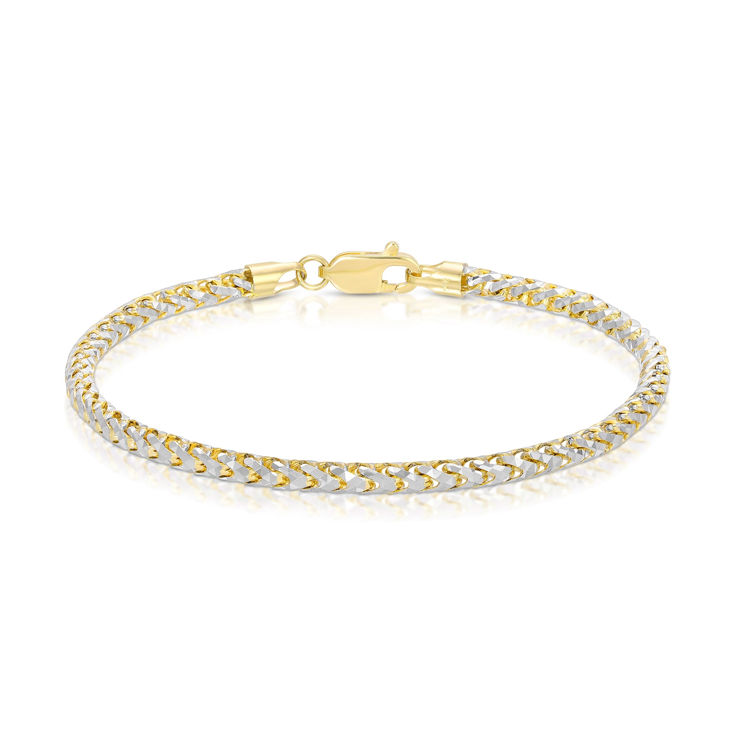 saint franco two tone solid gold prism cut bracelet 2.5mm 14k diamond cut