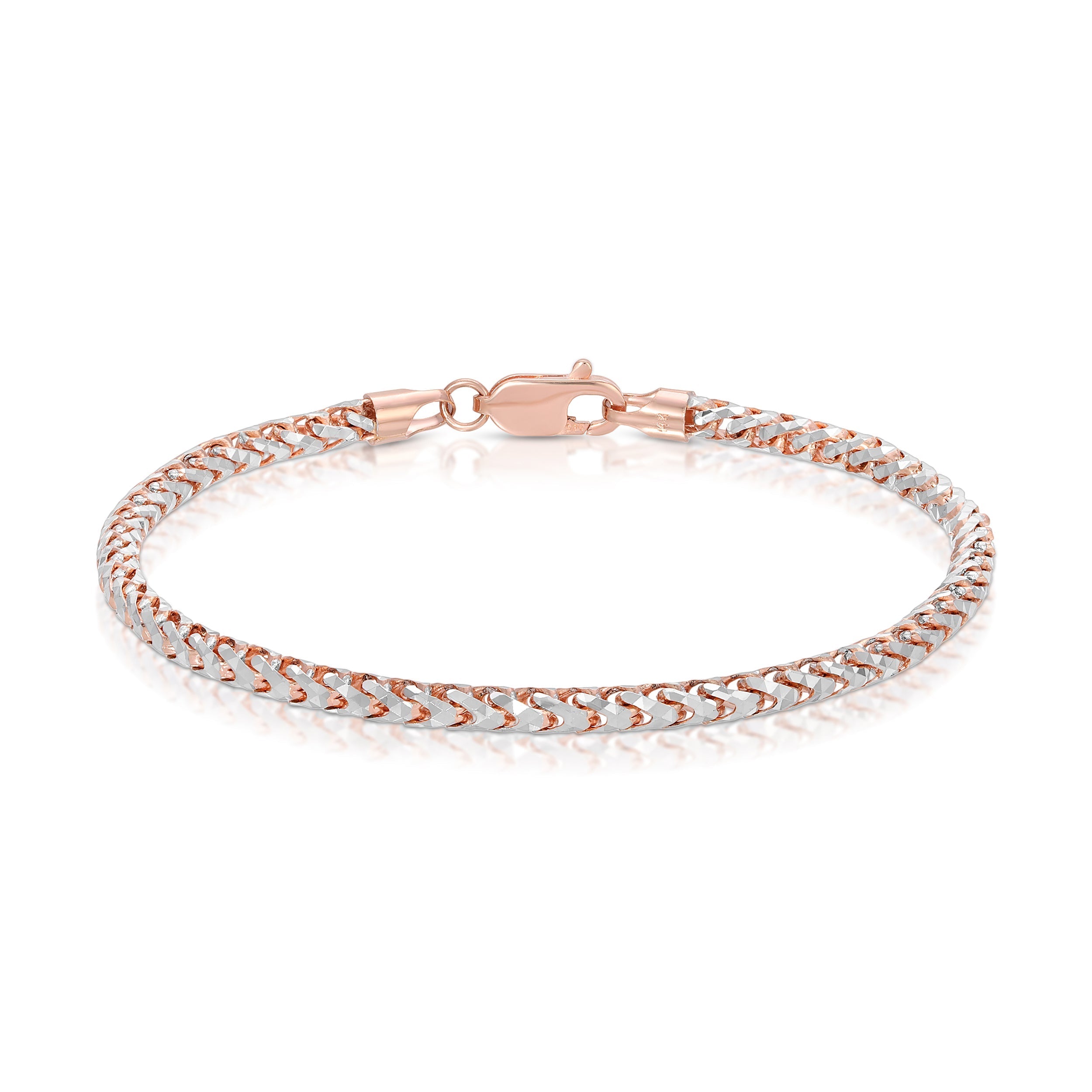 saint franco two tone solid gold prism cut bracelet 2.5mm 14k diamond cut