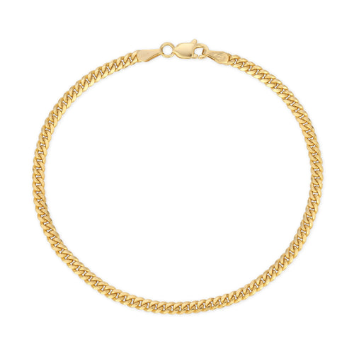 skinny cuban link chain bracelet dainty solid gold beautiful 2.7mm thick with lobster clasp for extra secure closure end caps stamped 14k or 18k with jump ring