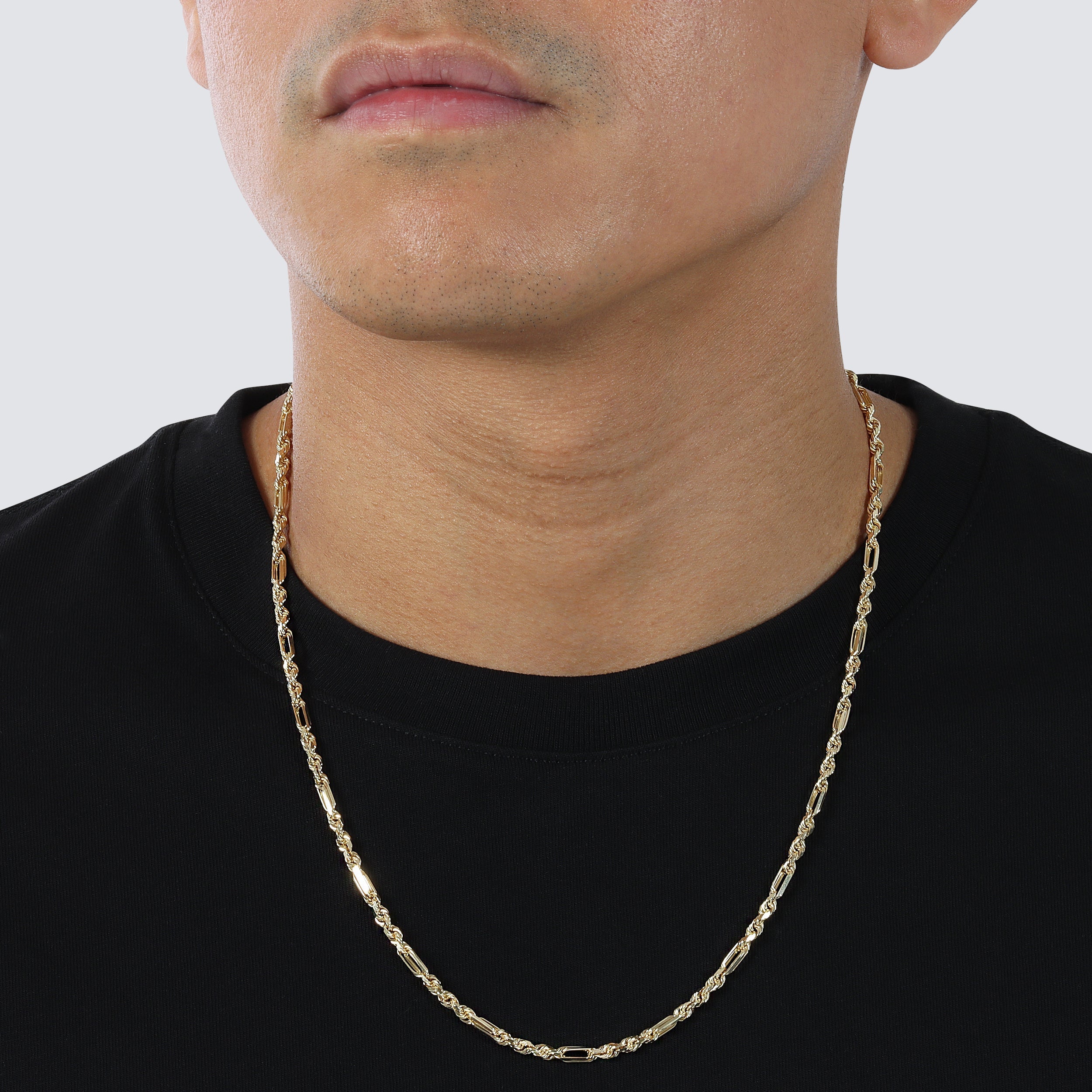 3.3mm figarope peruvian solid gold yellow gold 14k 14 karat