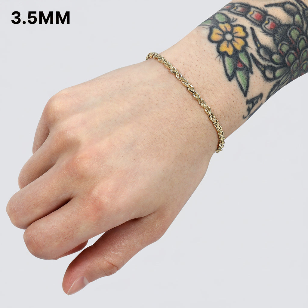 3.5mm rope bracelet in yellow gold 14k made in italy