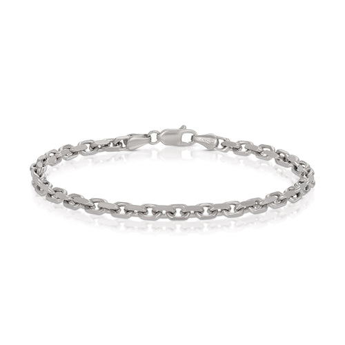 3mm power link bracelet in white gold 14k, photo taken in white background