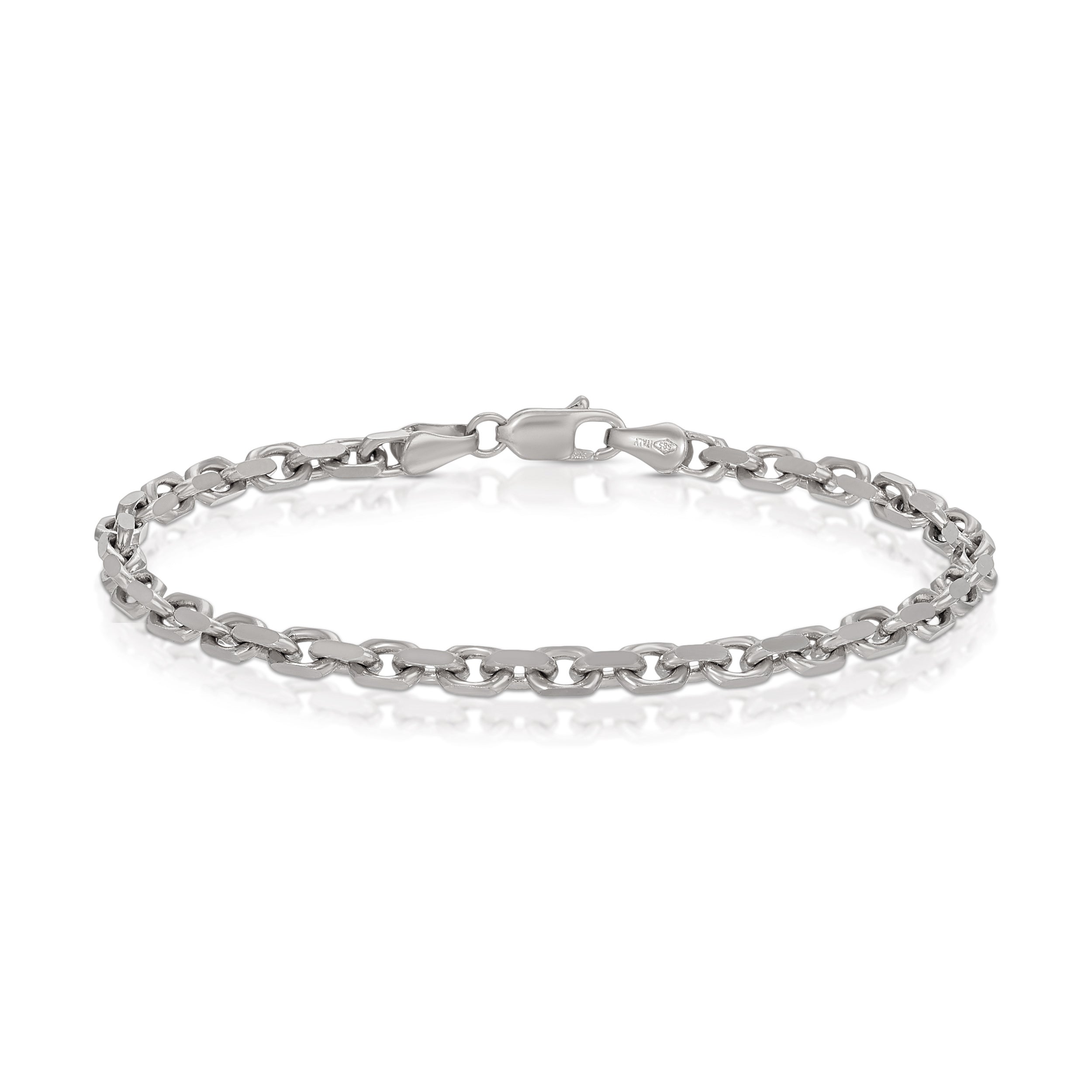 3mm power link bracelet in white gold 14k, photo taken in white background