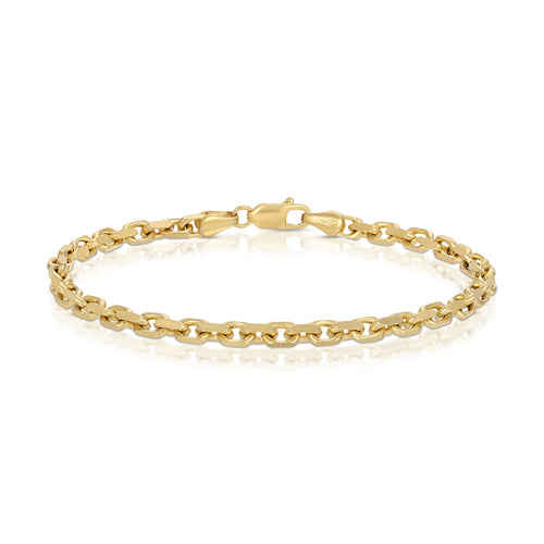 3mm power link bracelet in yellow gold 14k photo taken in white background