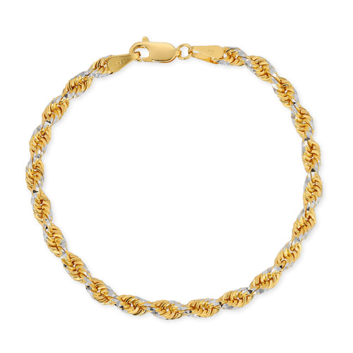 4.2mm prism cut rope bracelet in yellow and white 14k made in italy