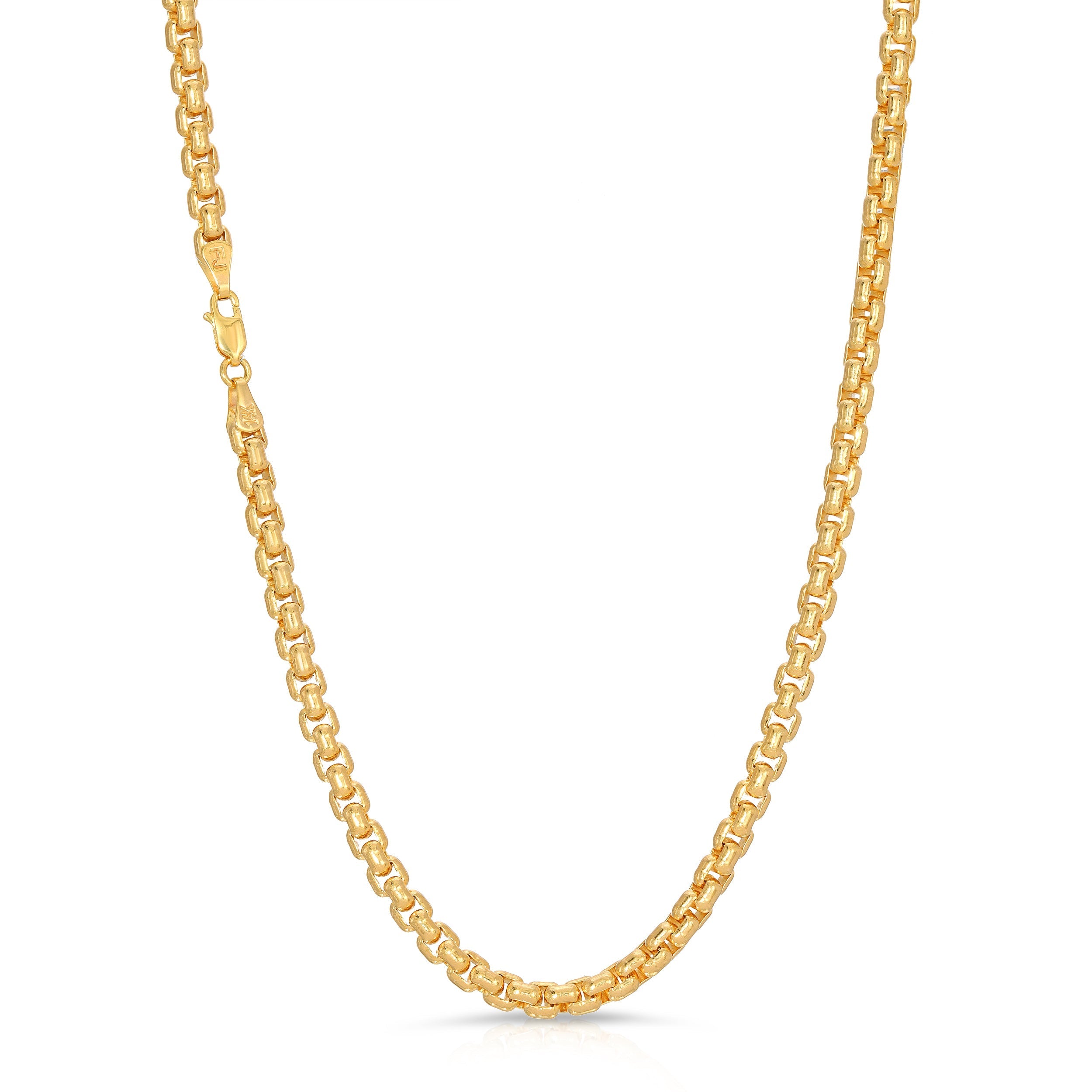 4mm rounded box chain solid gold yellow gold 14k 14karat 18k 18 karat