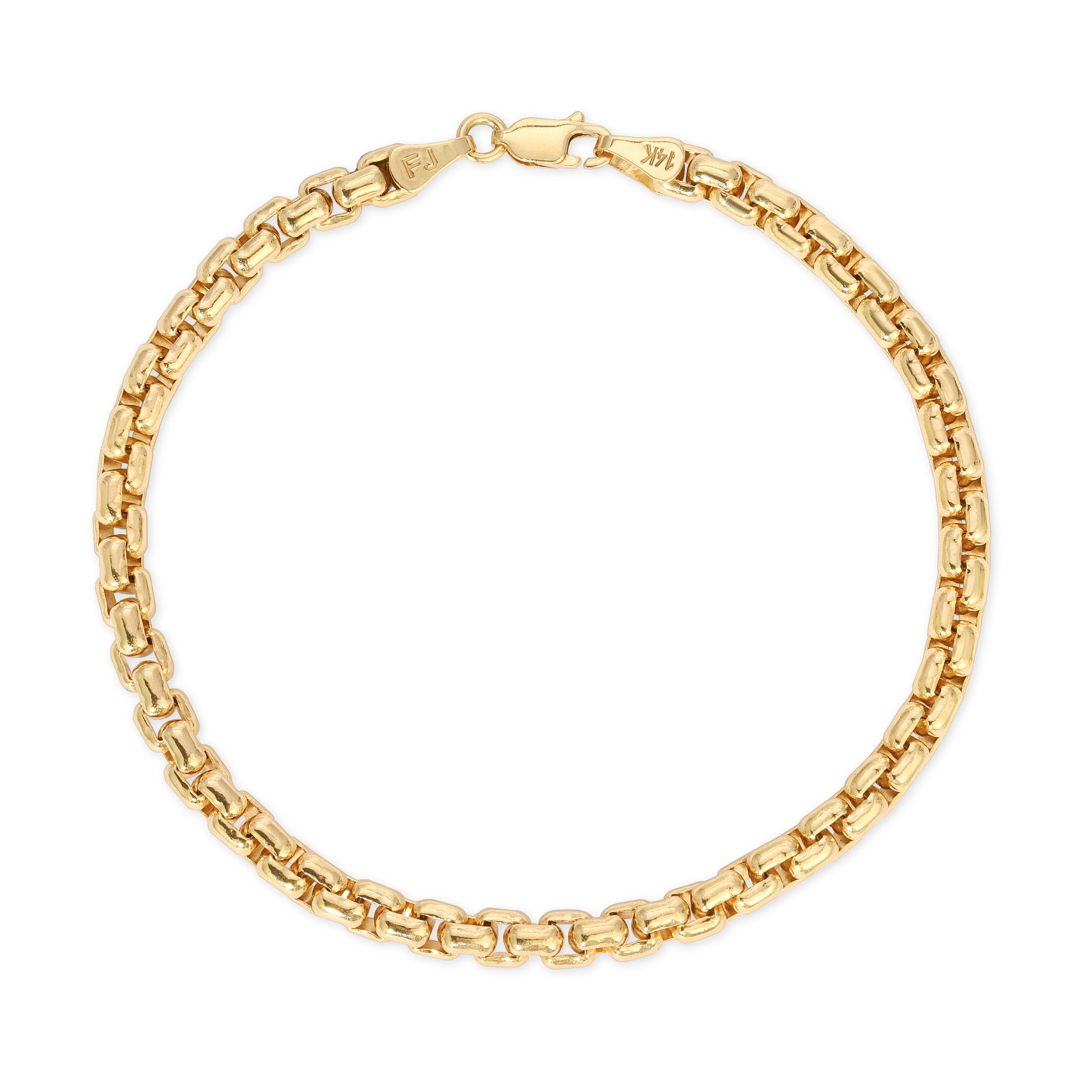 4mm rounded box yellow gold bracelet 14k 14 karat 18k 18 karat solid gold