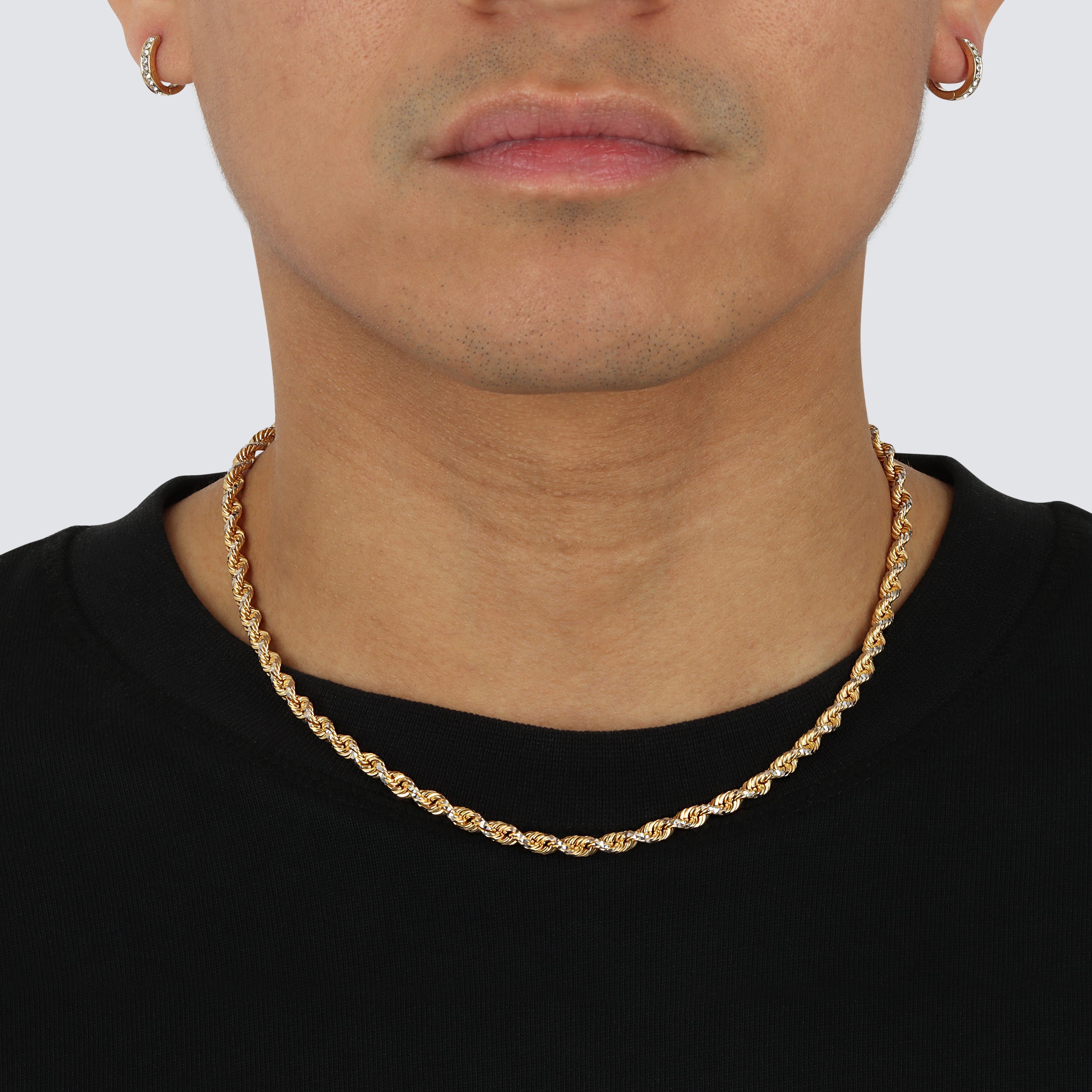 4.2mm prism cut rope yellow gold solid gold 14k 14 karat