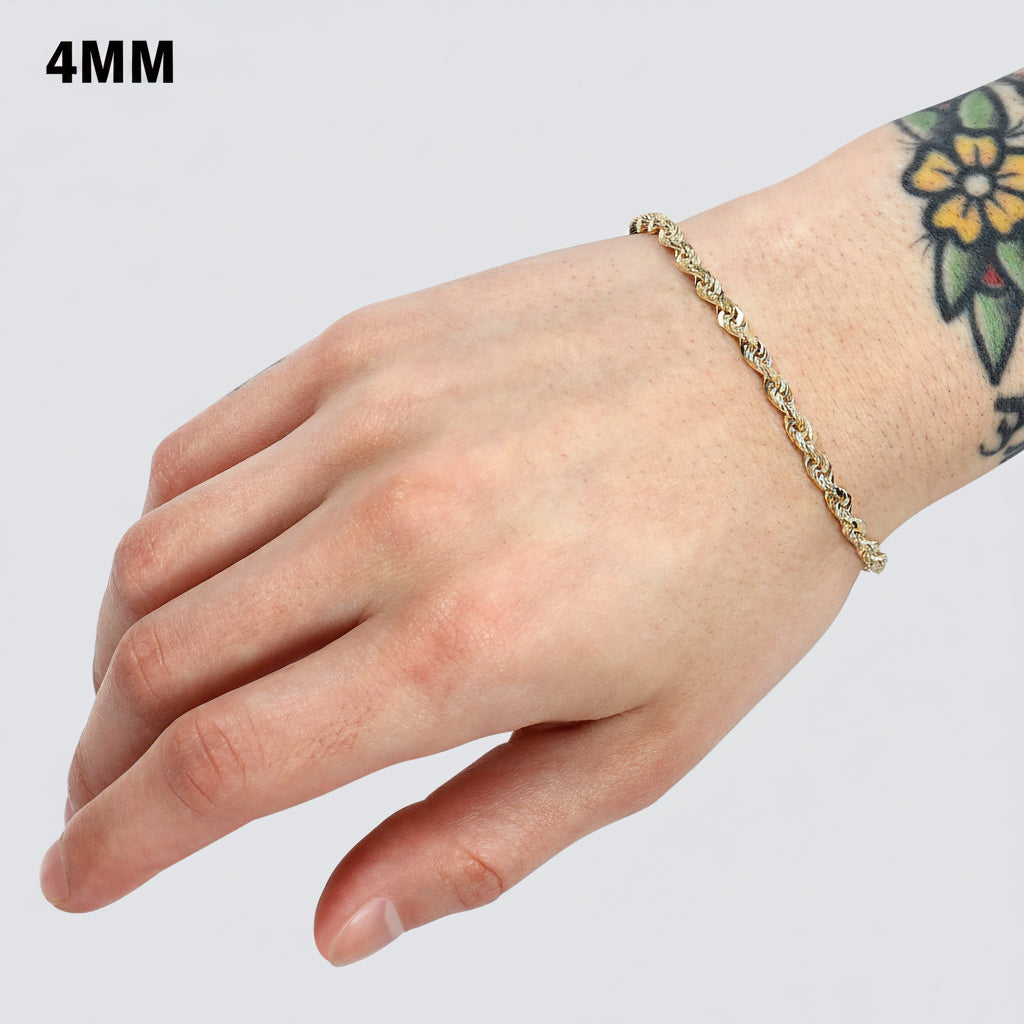 4mm rope bracelet solid gold 14k