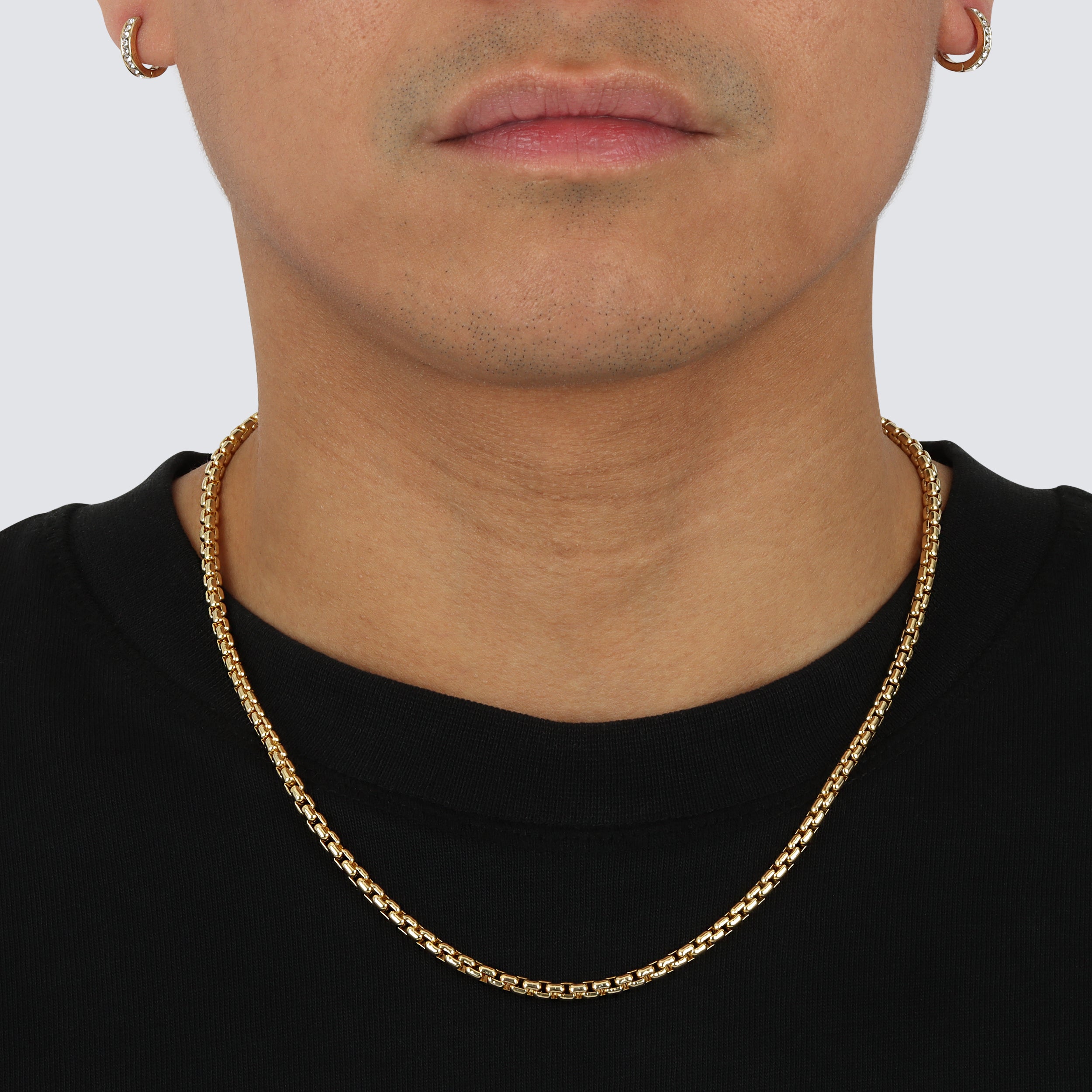 4mm rounded blox chain yellow gold solid gold 14k 14 karat 18k 18 karat