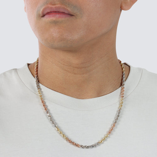 5mm tricolor rope bracelet solid gold 14k