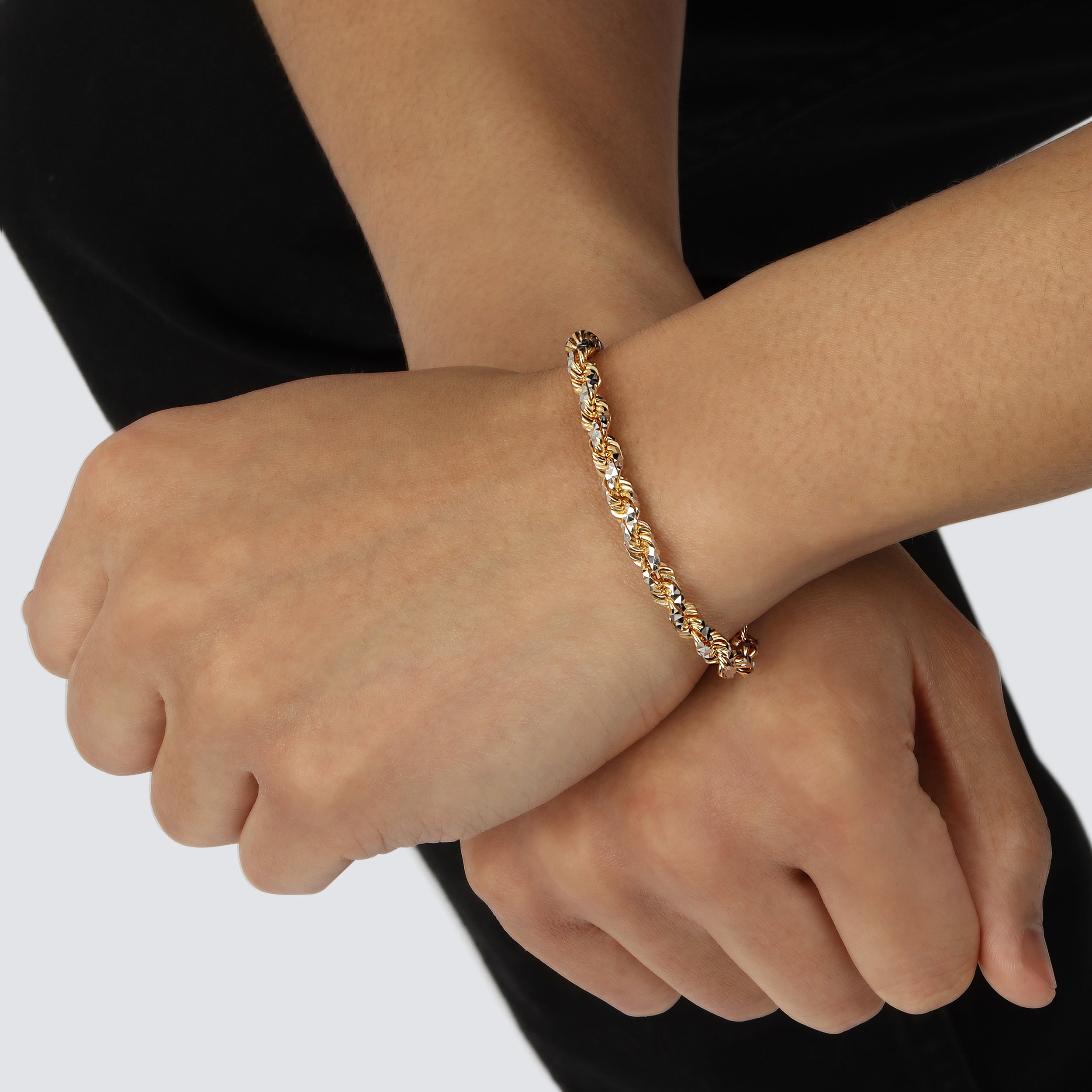 5.5mm prism cut rope bracelet solid gold yellow gold 14k 14 karat