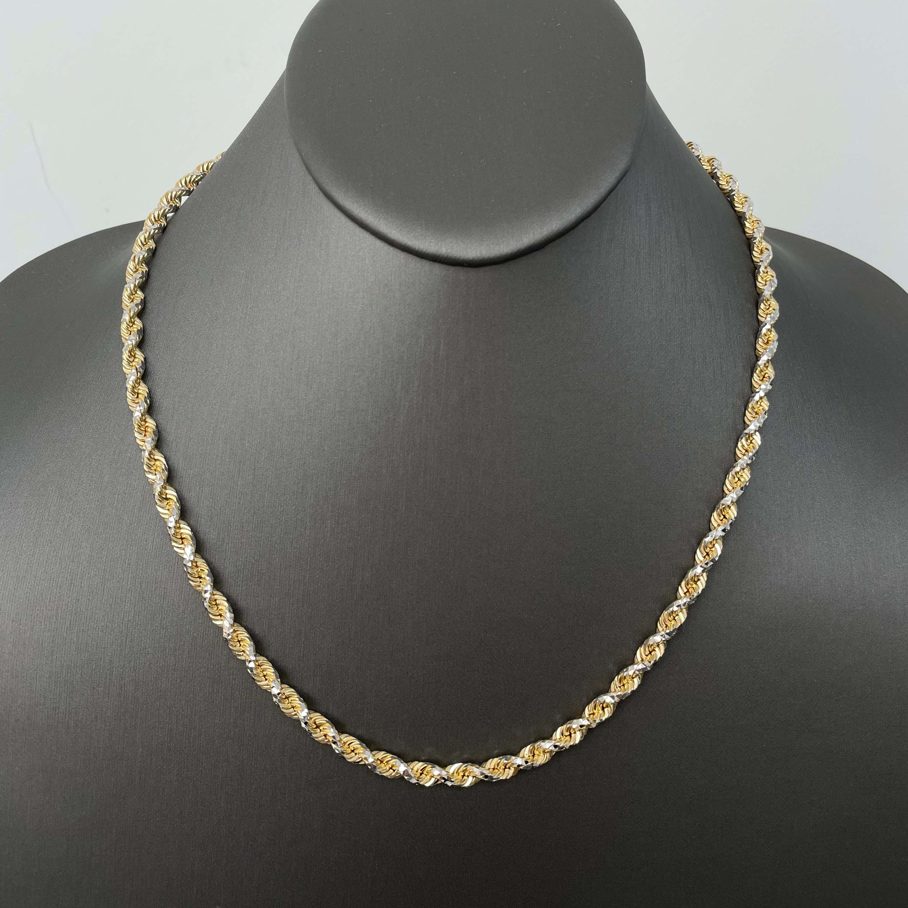 5.5mm prism cut 14k 14 karat solid gold rope chain