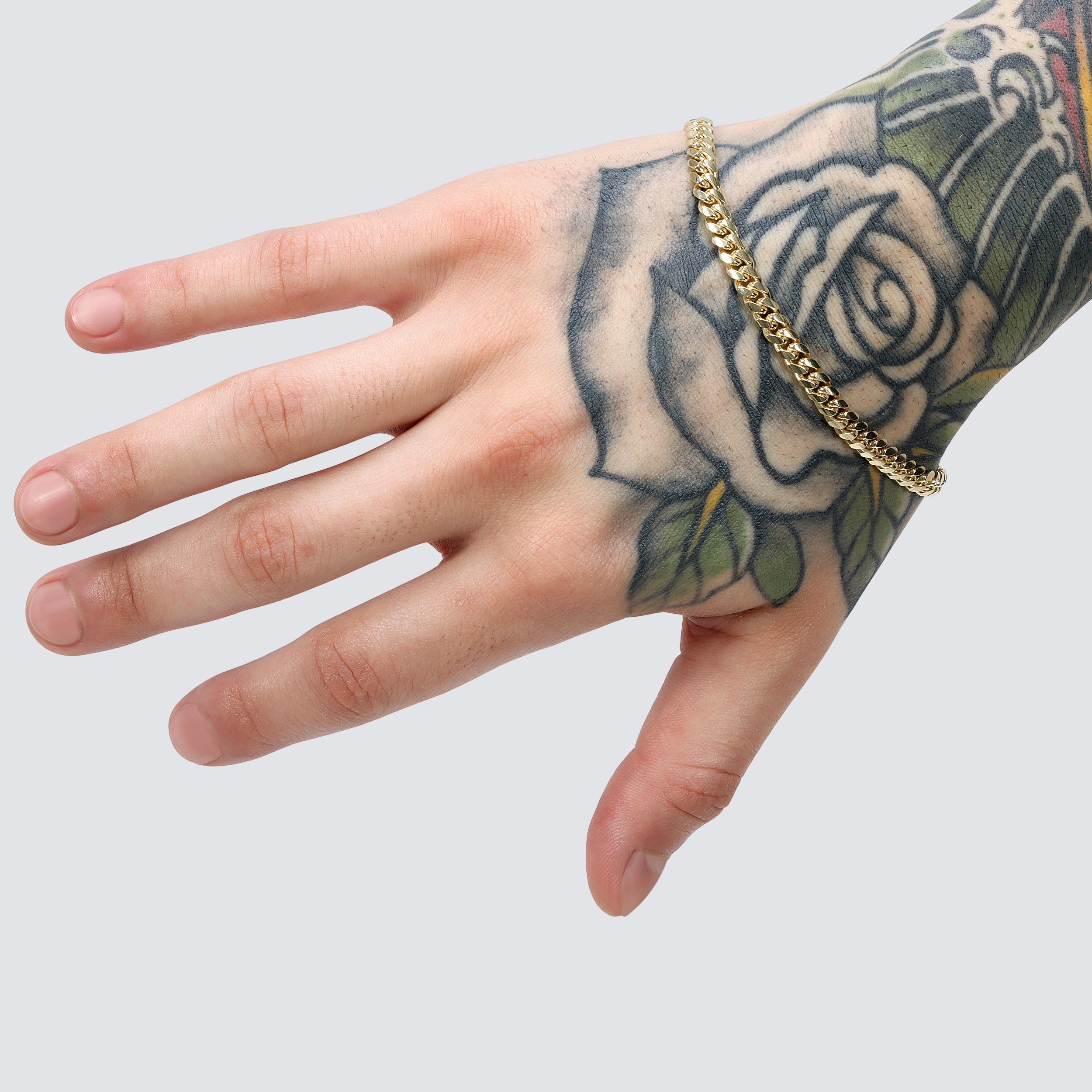 5mm five 5 milimeter millimeter cuban miami bracelet solid gold 14k 14 karat 18k 18 karat made in italy bracelet on wrist hand model box lock