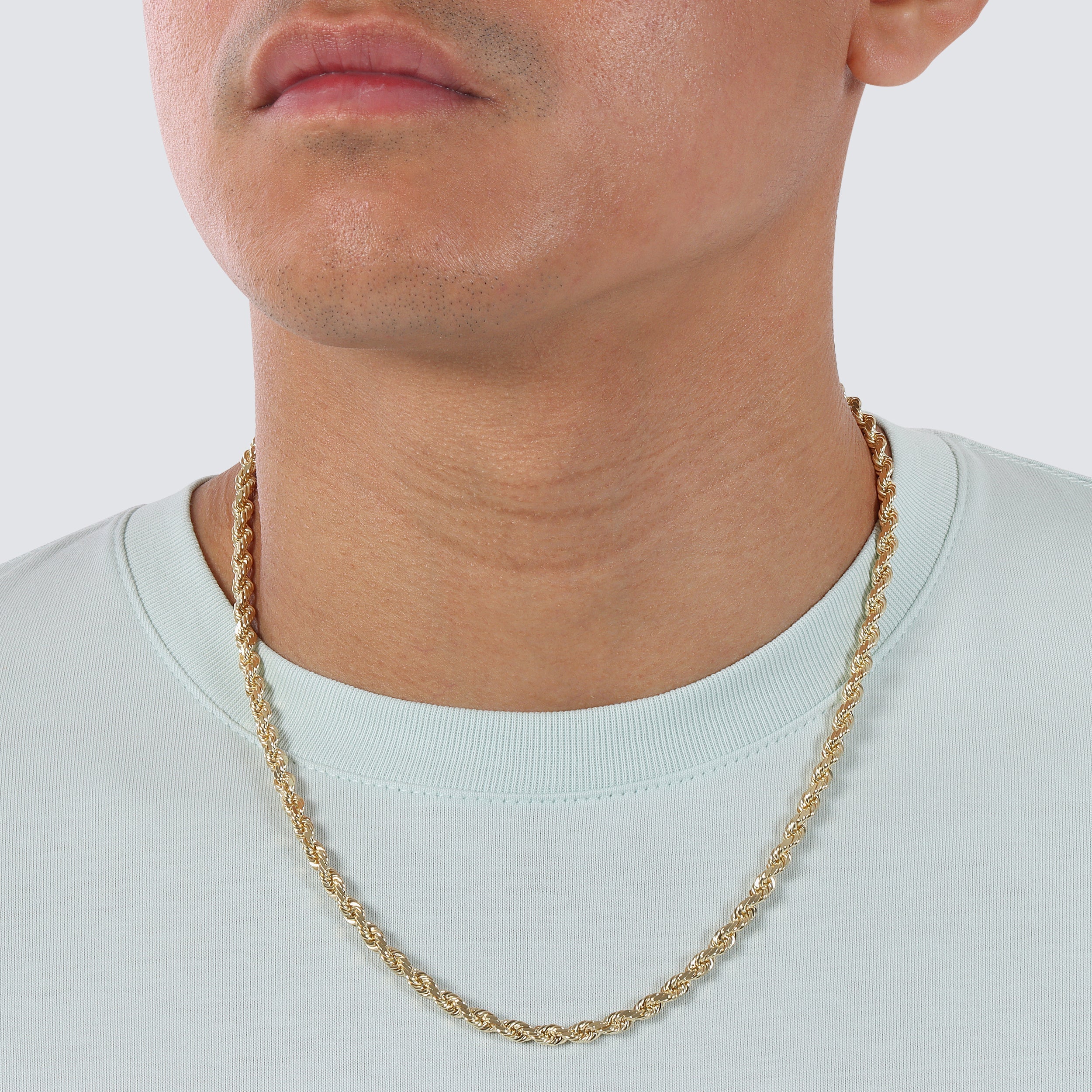 5mm rope chain solid gold made in peru diamond cut 14k 18k