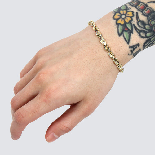 6mm rope bracelet solid gold 14k