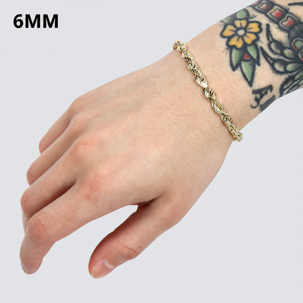 6mm rope bracelet solid gold 14k