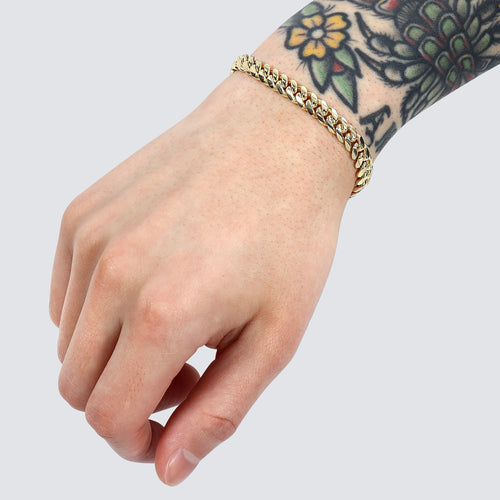 7mm cuban bracelet solid gold yellow gold 14k 14 karat 22k 22 karat 18k 18 karat