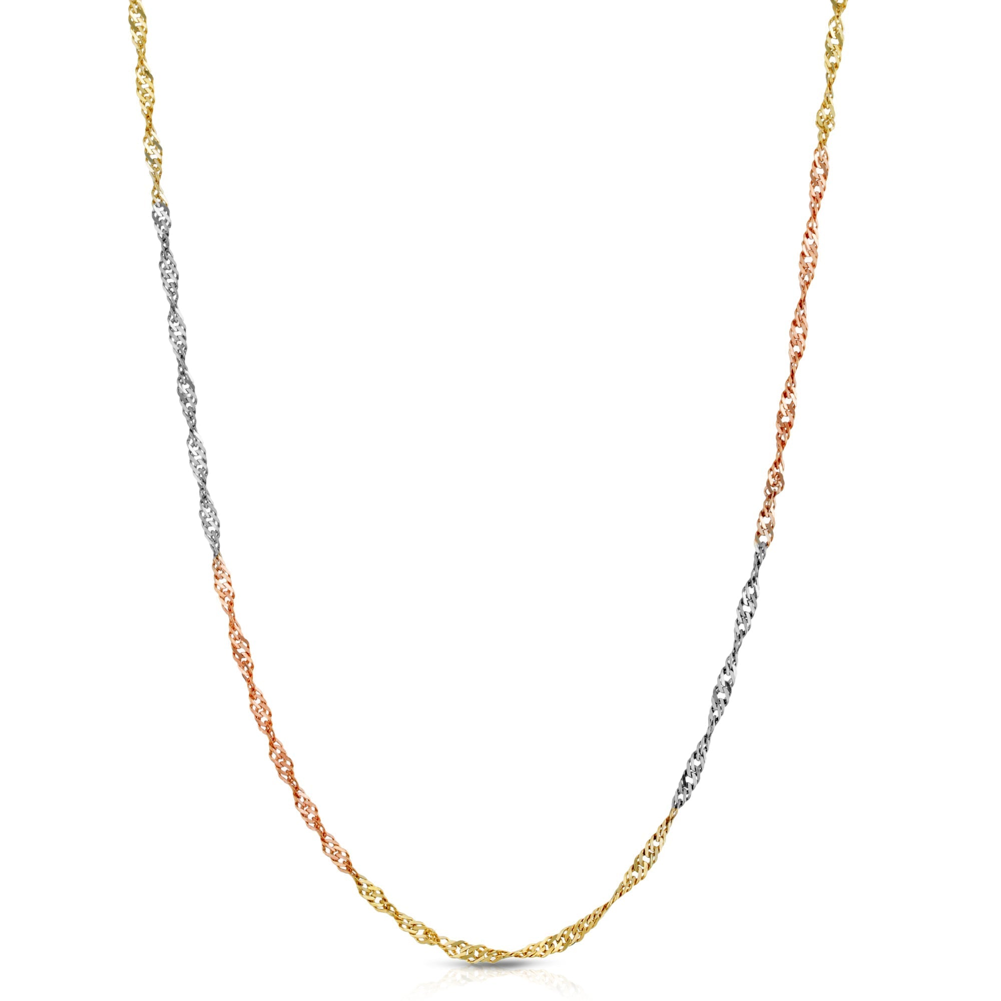 singapore chain three colors tricolor multicolor solid 14 karat 14k jewelry real made in italy chain necklace jewelry