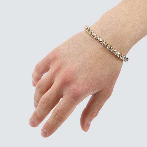 saint franco st prism cut solid gold two tone chain shiniest made in italy 14k 6.5mm