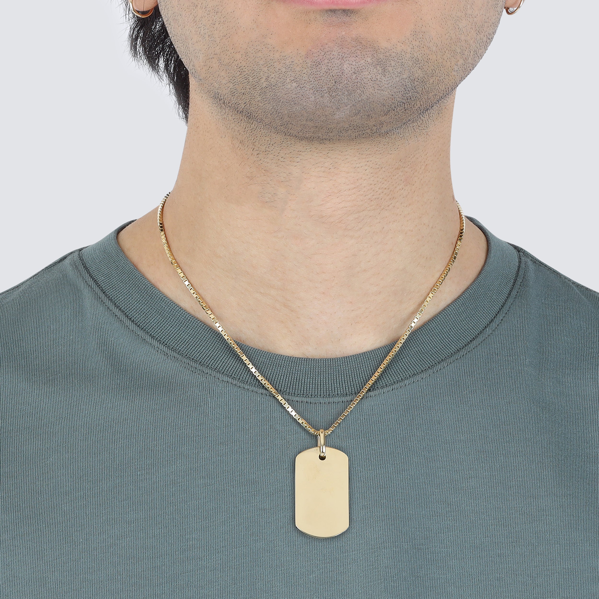 large solid gold dog tag 1.5 inches 14k 14 karat