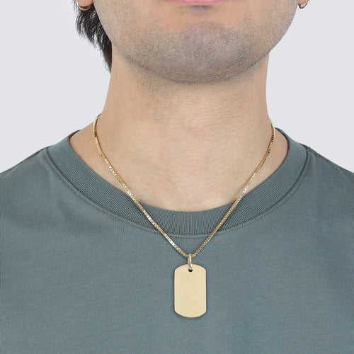 large solid gold dog tag 1.5 inches 14k 14 karat