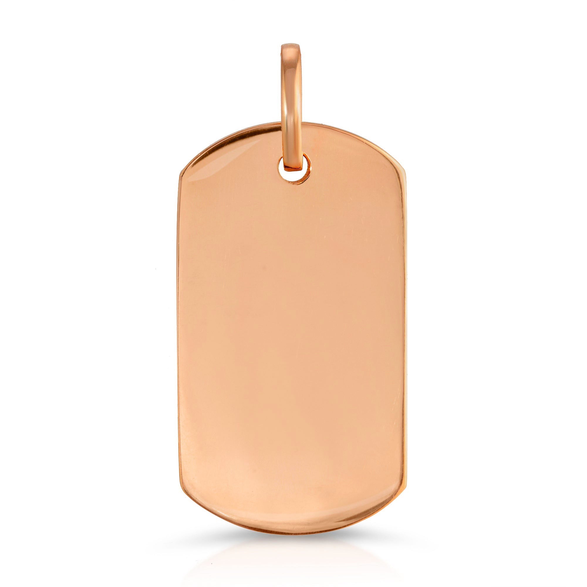 14k solid gold mens dog tag pendant rose engraving engrave 1.5 inch