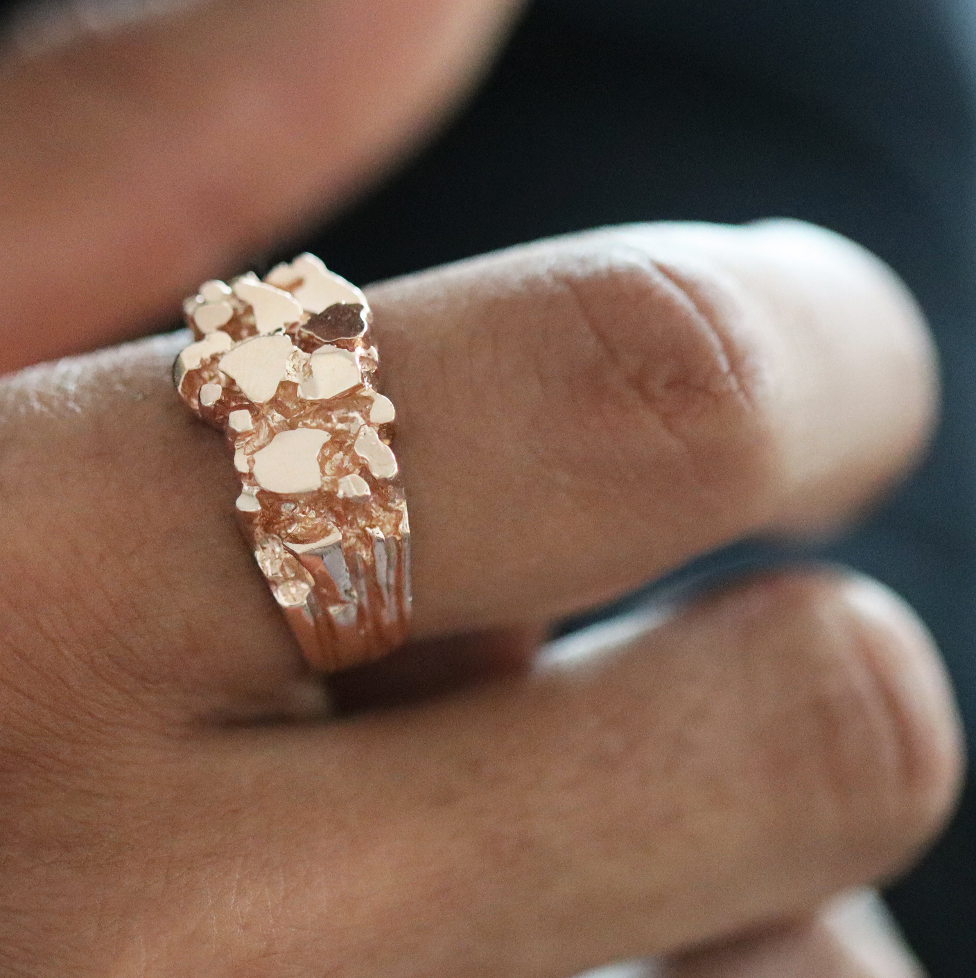 mens gold 14k solid nugget ring rings rose