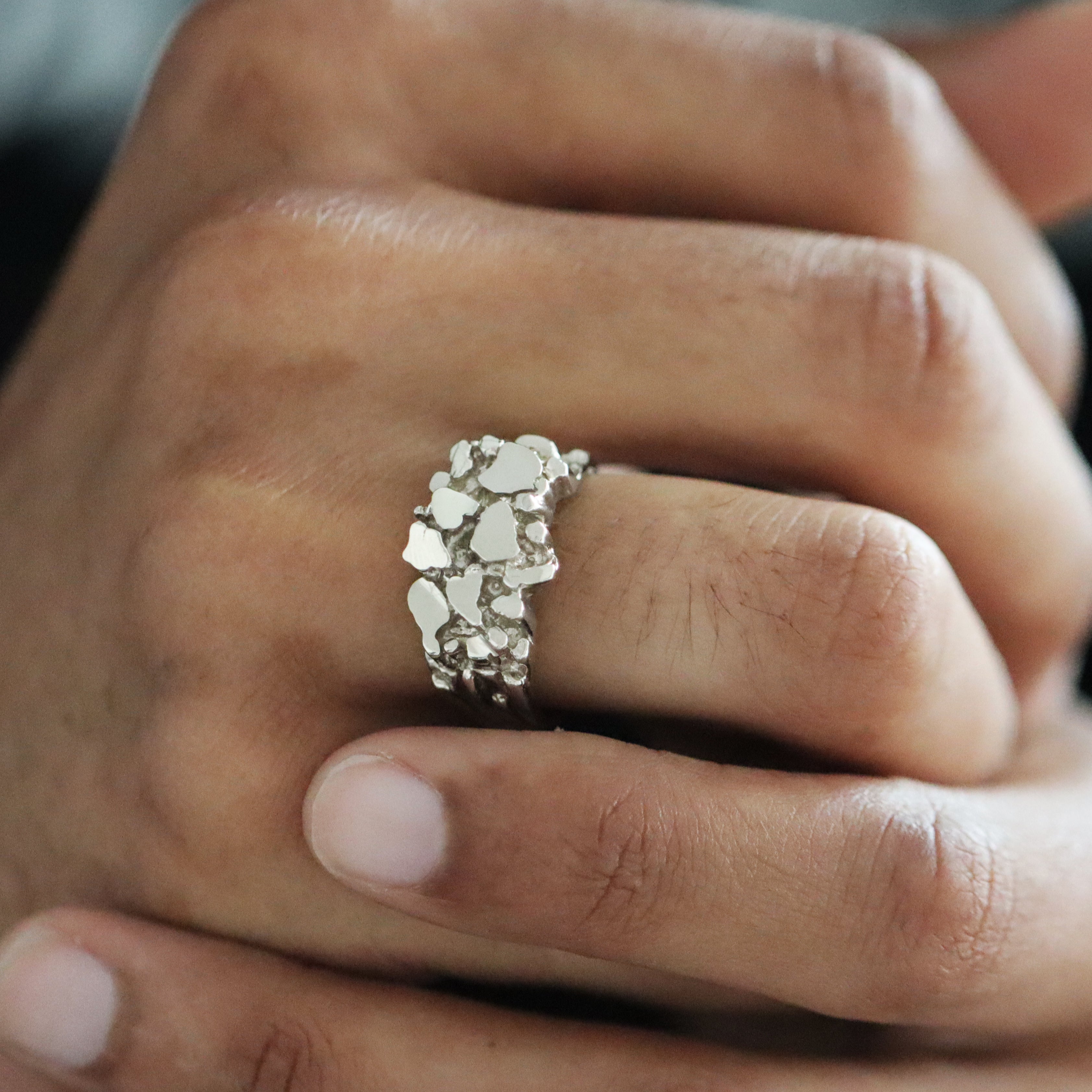 mens gold 14k solid nugget ring rings