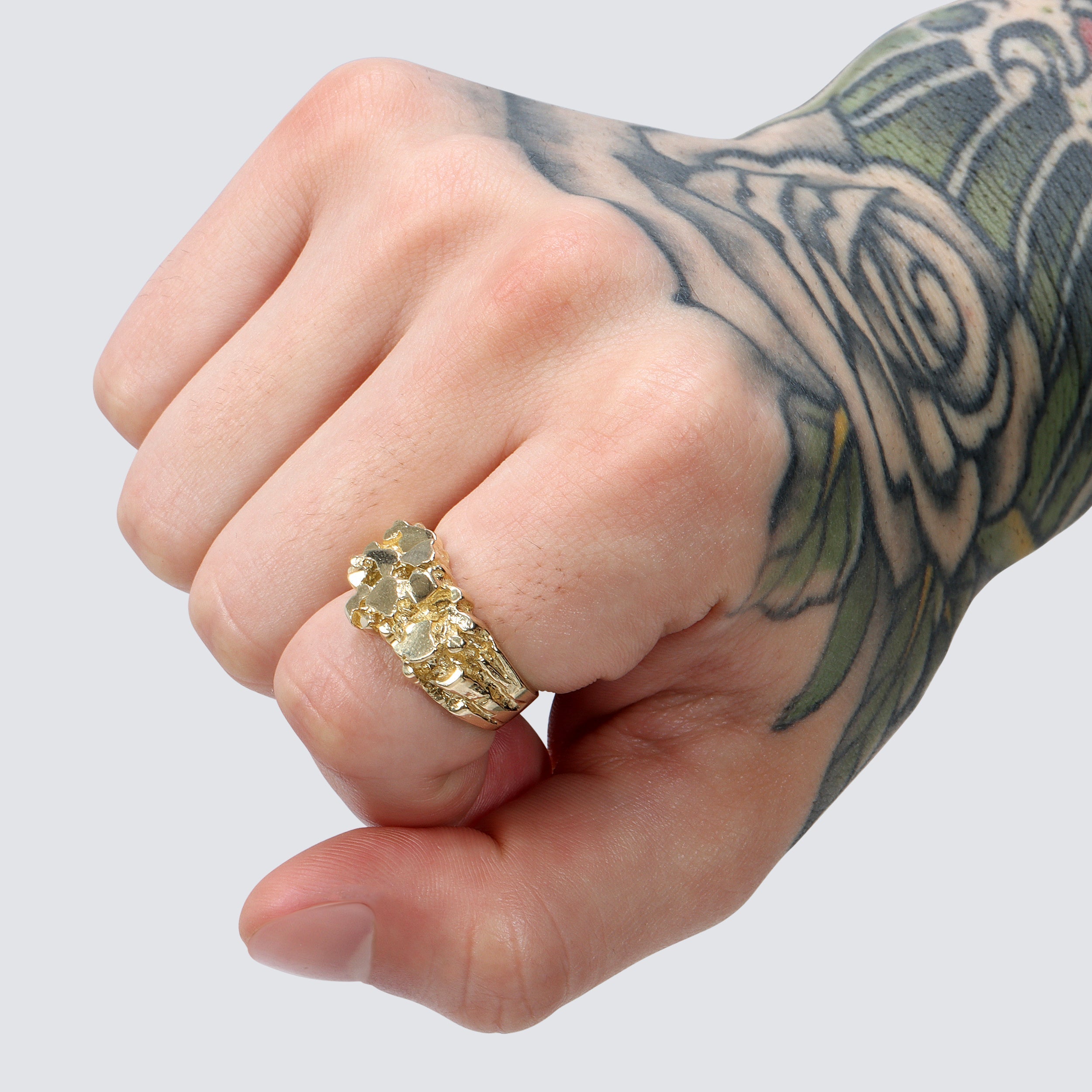 14k 14 karat solid heavy gold yellow nugget ring