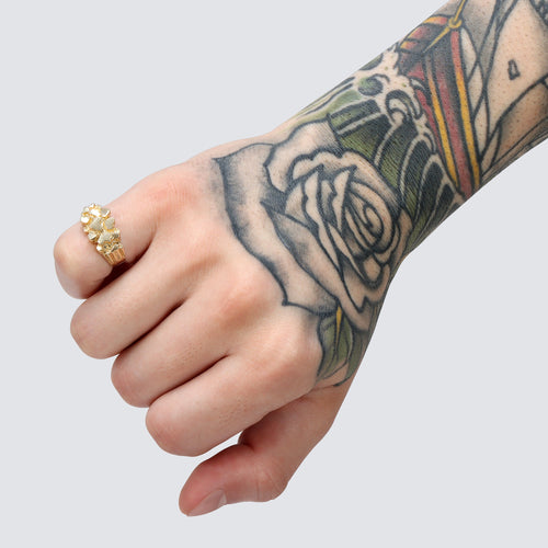 mens solid gold nugget ring 14k pinky