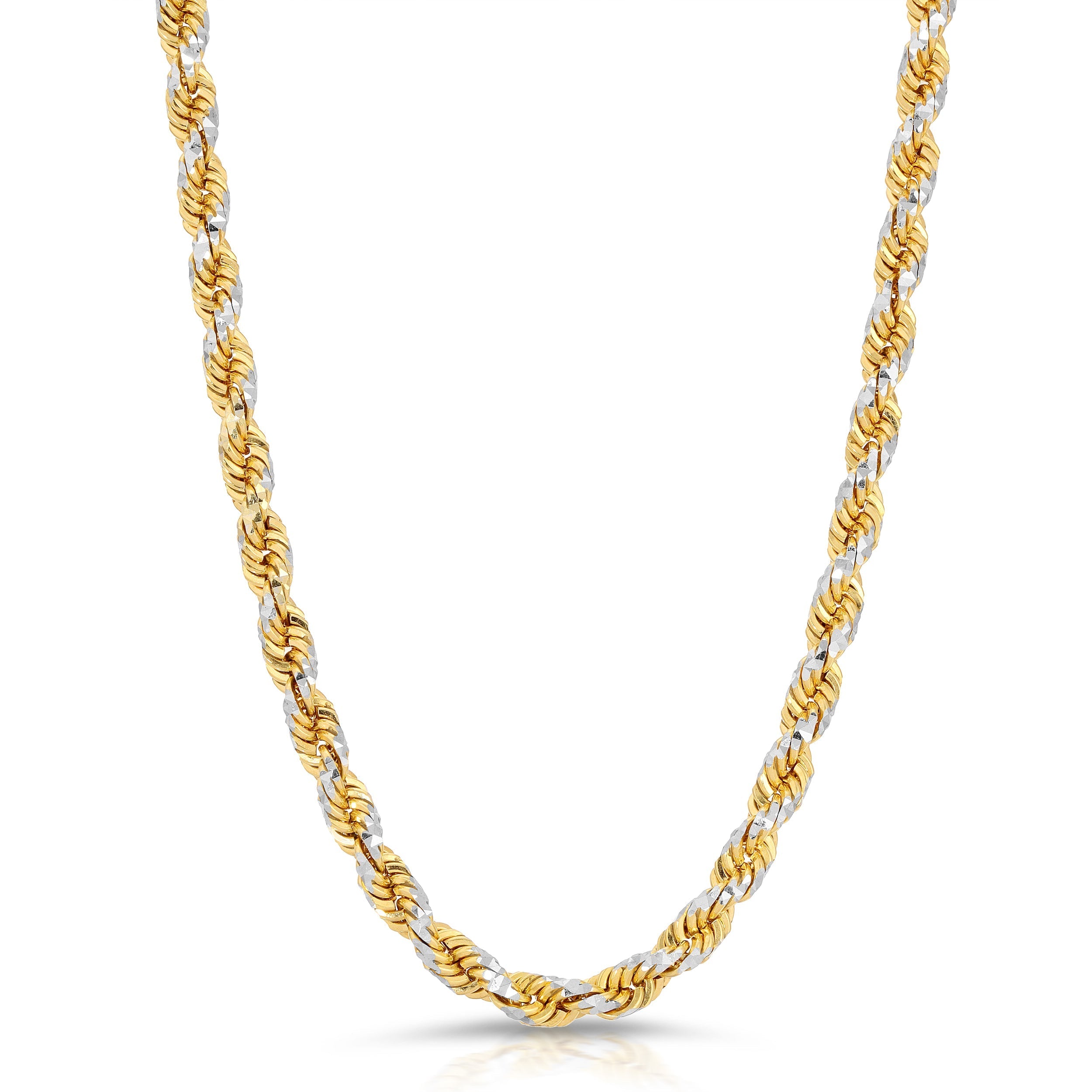 5.5mm prism cut rope chain solid gold 14k