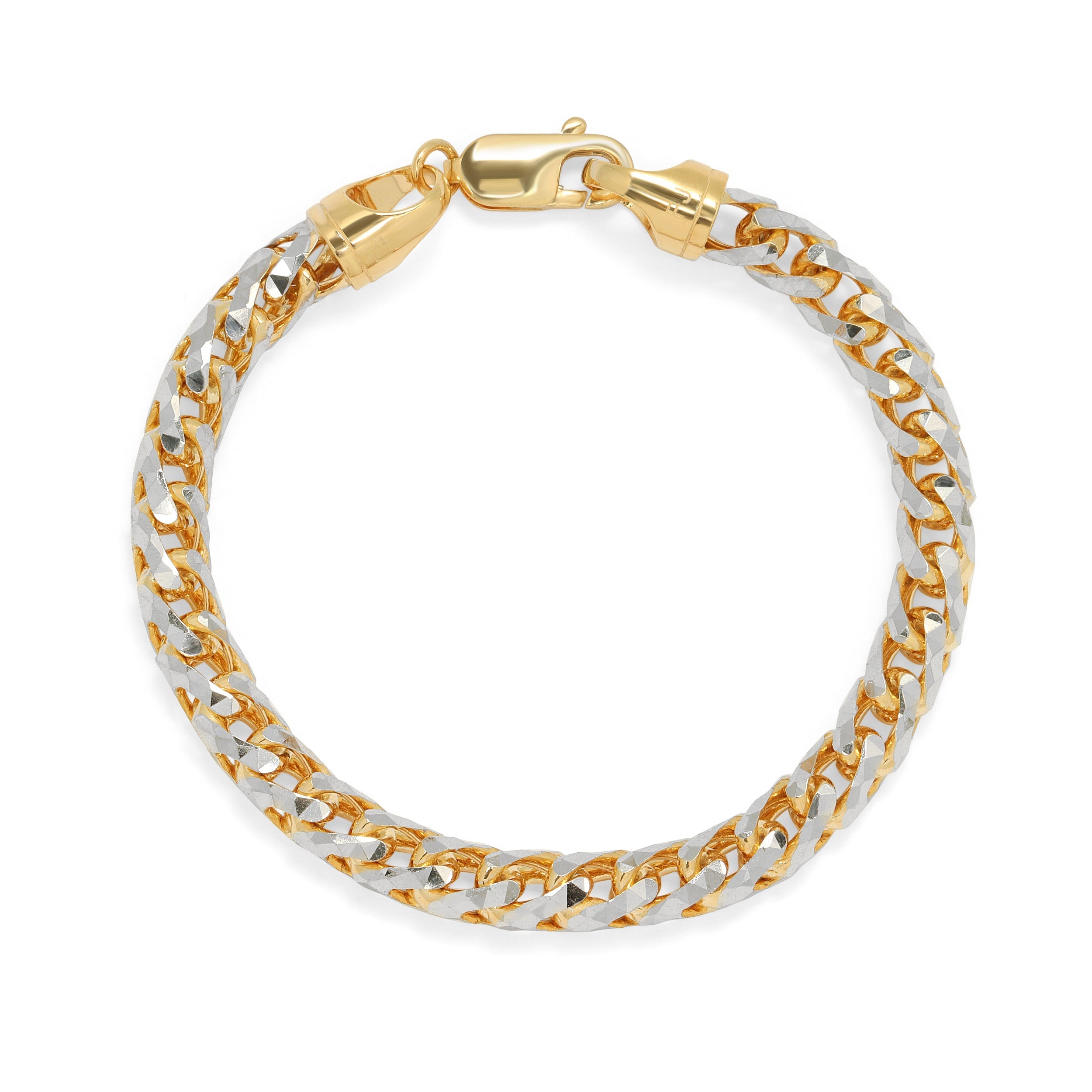 saint franco st prism cut solid gold two tone chain shiniest made in italy 14k 6.5mm