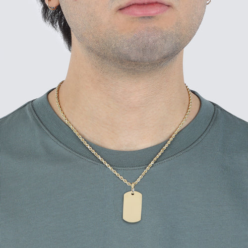 solid gold small 1 inch dog tag 14k 14 karat pendant