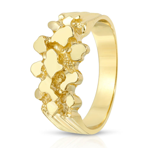 mens solid gold pinky ring 14k nugget