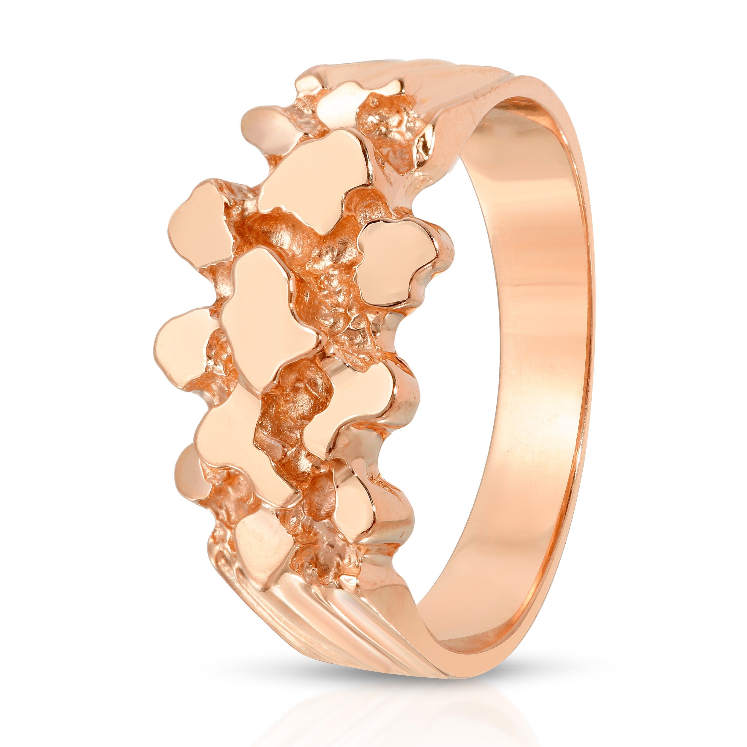 mens solid gold pinky ring 14k nugget rose
