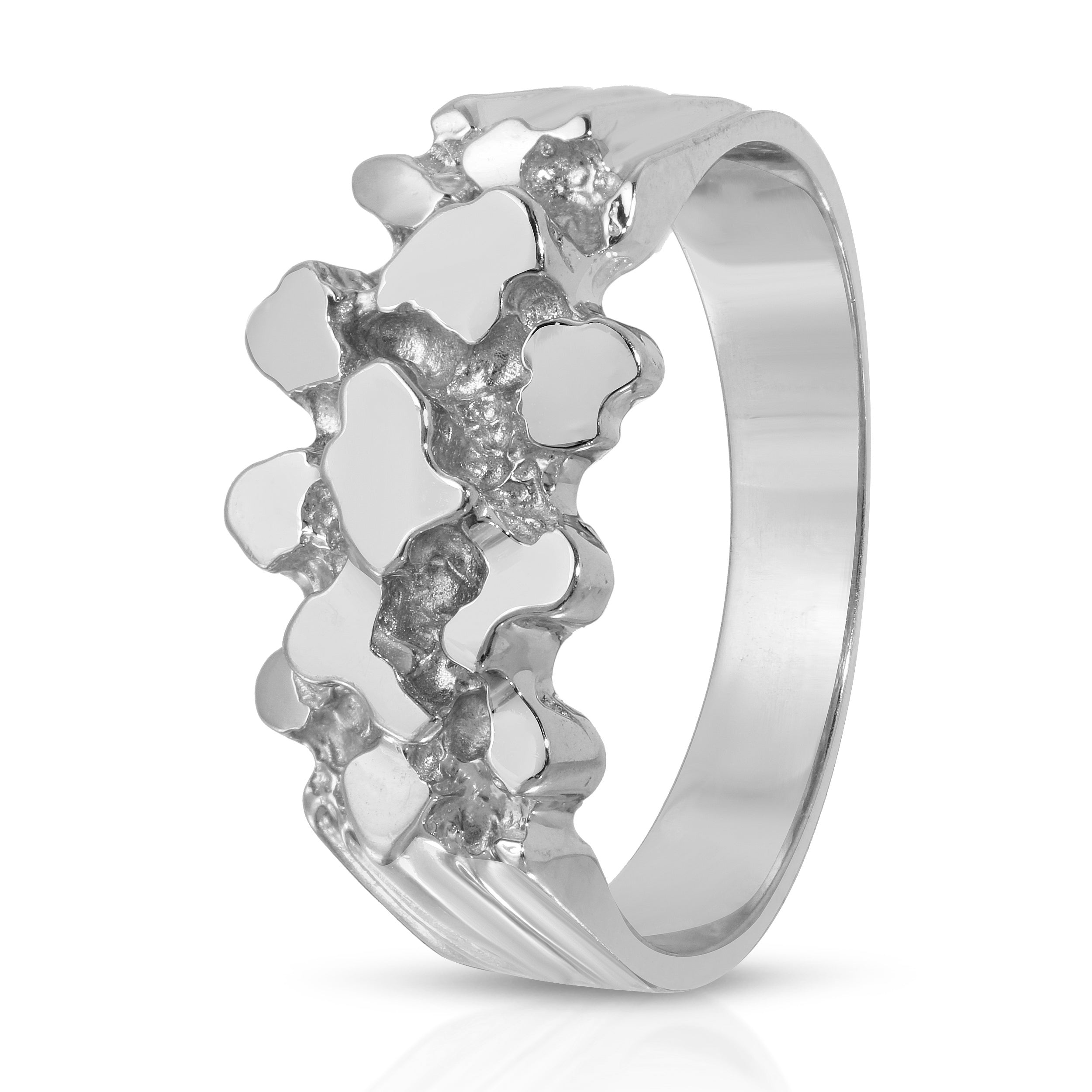 mens solid gold pinky ring 14k nugget white